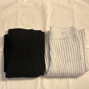 Aerie Black and Gray Ribbed Flare Pants